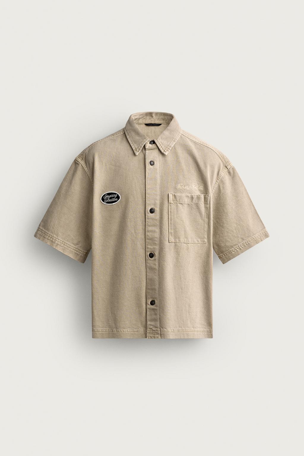 BOXY FIT EMBROIDERED PATCH OVERSHIRT
