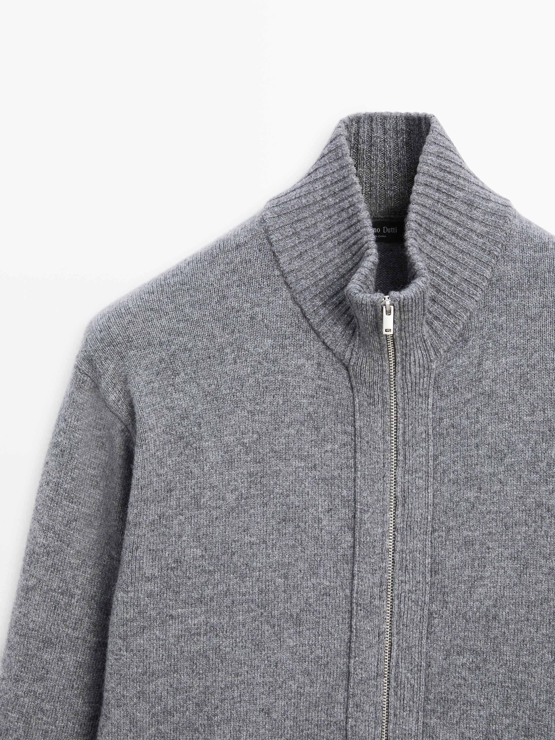 Wool blend cardigan with zip detail