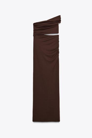 ASYMMETRIC CUT-OUT LONG DRESS - Chocolate by Zara