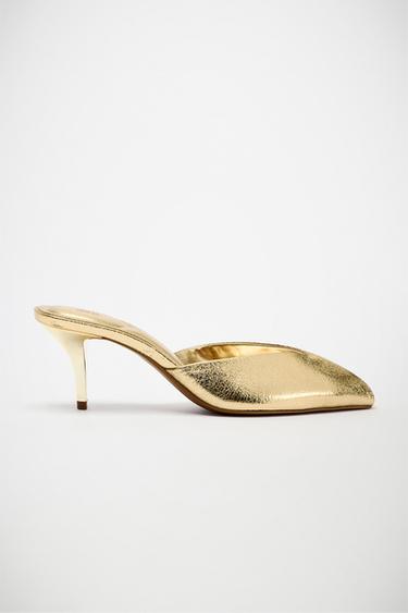 Zara 金屬效果涼鞋 - 金色