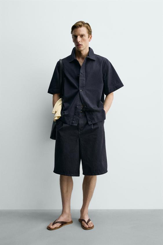 RELAXED FIT DENIM BERMUDA SHORTS - Blue by Zara - Image 0