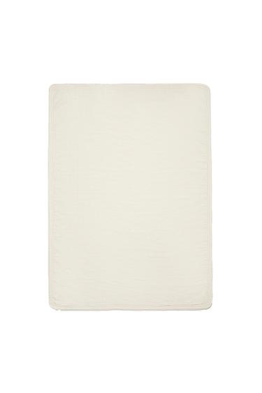 CHILDREN’S MUSLIN BLANKET WITH LACE TRIM - Ecru by Zara