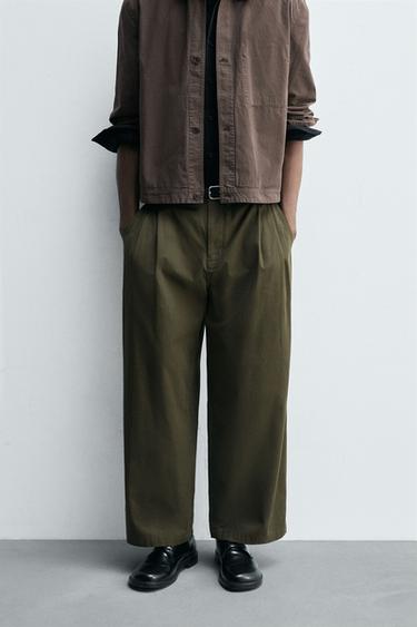 WIDE-LEG CHINO TROUSERS - Khaki by Zara