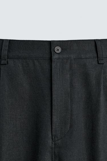 PANTALON RELAXED FIT LIN - VISCOSE - Noir de Zara - Image 8