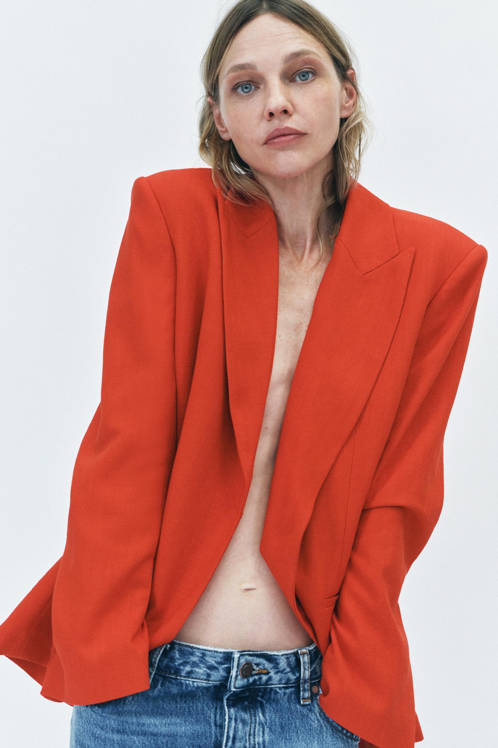 ZW COLLECTION DOUBLE BREASTED JACKET - Pumpkin | ZARA United