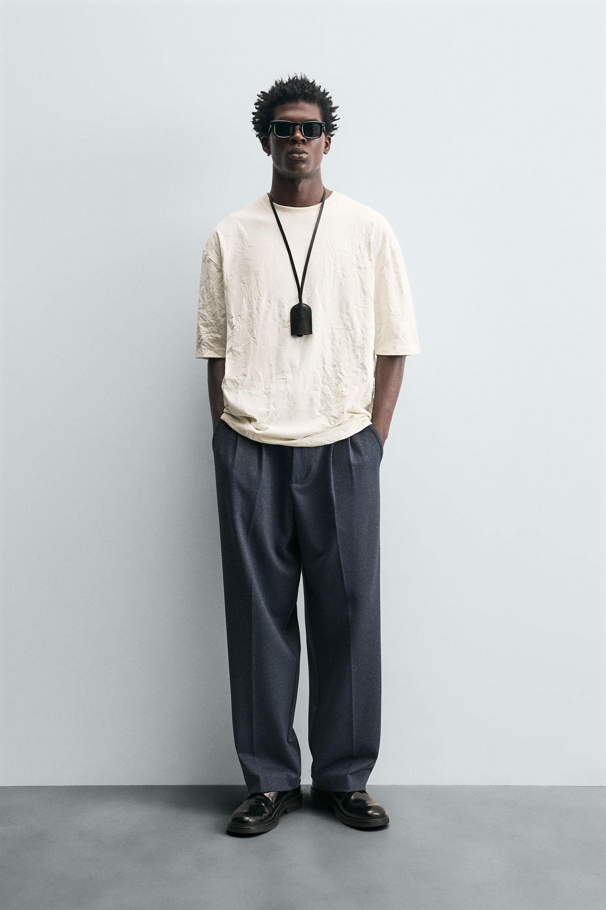 LIMITED EDITION CREASED-EFFECT T-SHIRT - Sand | ZARA Australia