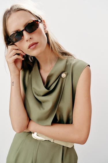LONG JUMPSUIT WITH BELT - Light khaki by Zara - Image 2
