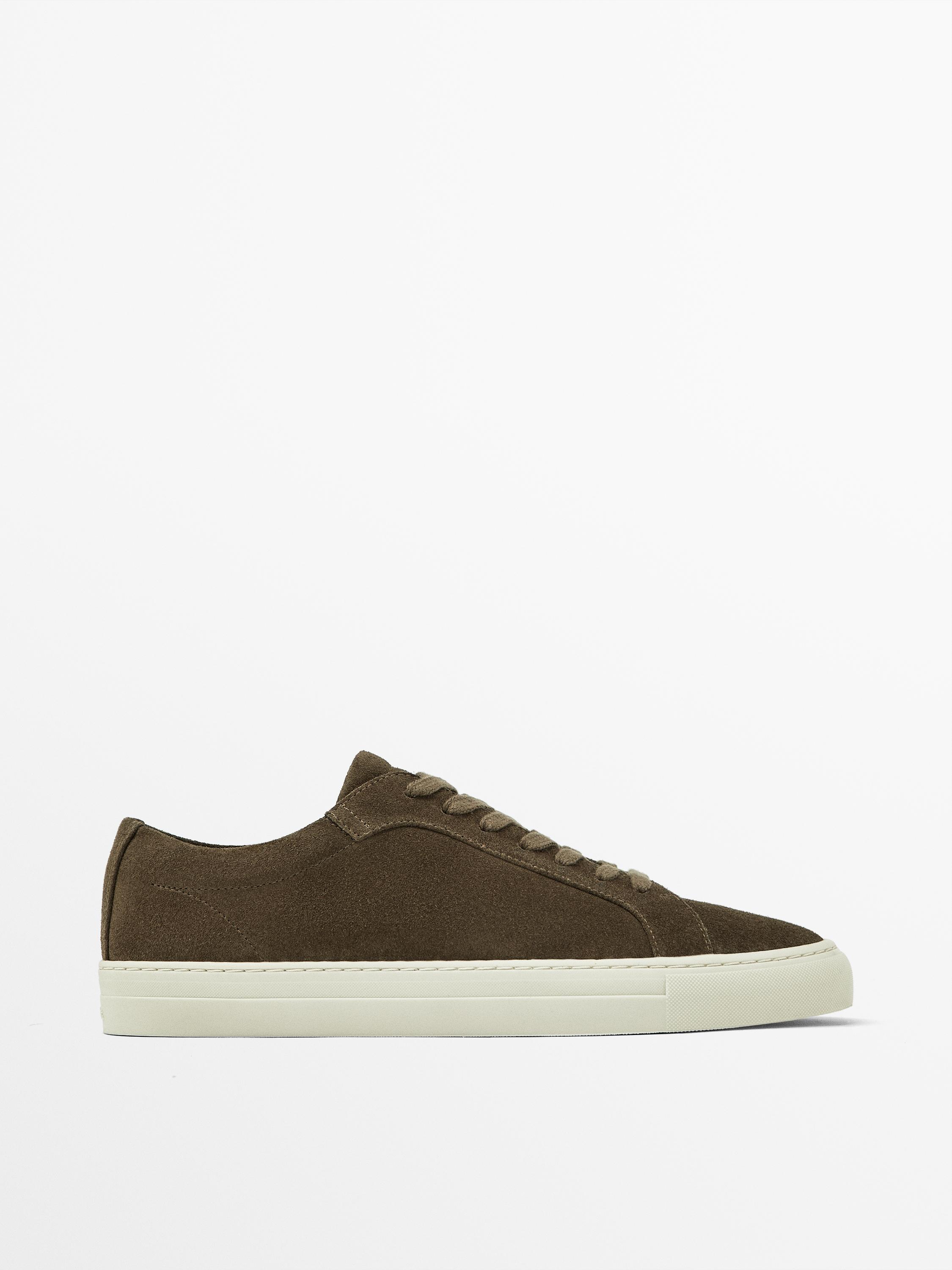 Split suede trainers