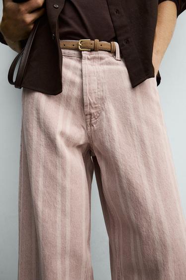 JEAN COUPE DÉCONTRACTÉE IMPRIMÉ RAYURES - Rose de Zara - Image 5