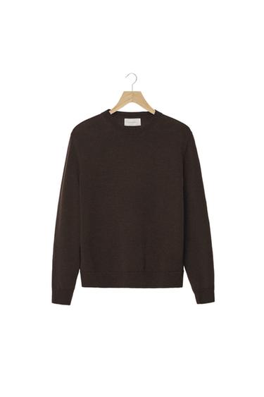 ЛЕГКИЙ СВИТЕР ИЗ 100% ШЕРСТИ — ТЕМНО-КОРИЧНЕВЫЙ от Zara
