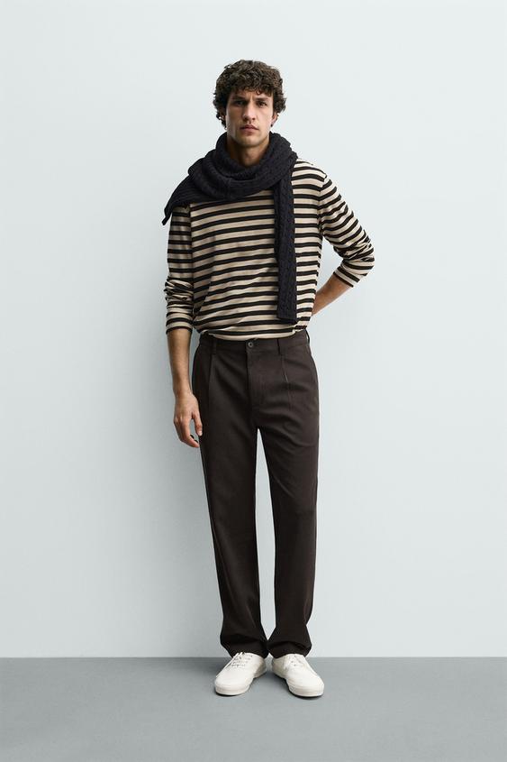 PANTALÓN STRAIGHT FIT CONFORT - Marrón de Zara - Imagen 0