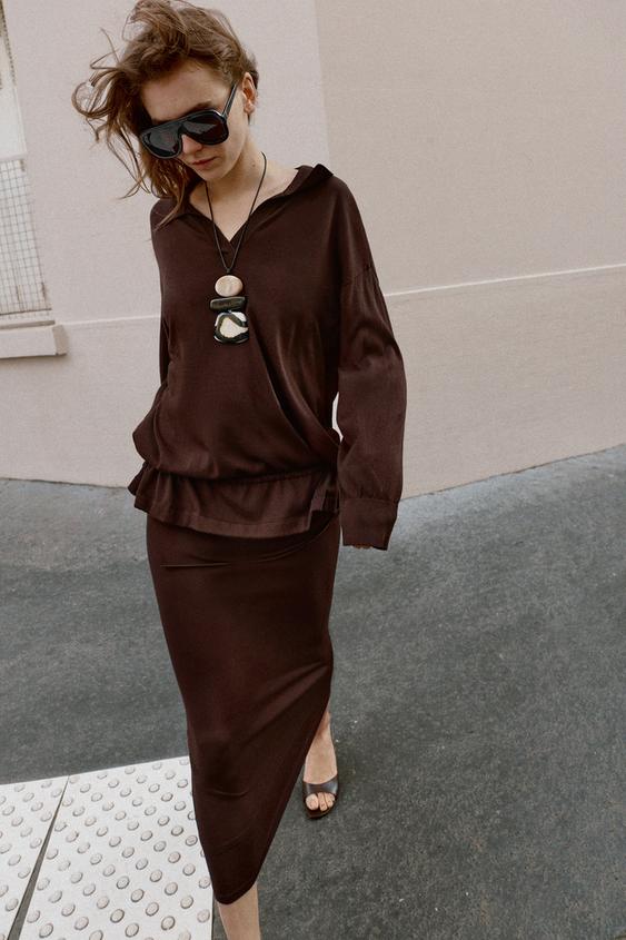 FLOWY KNIT STRAIGHT SKIRT