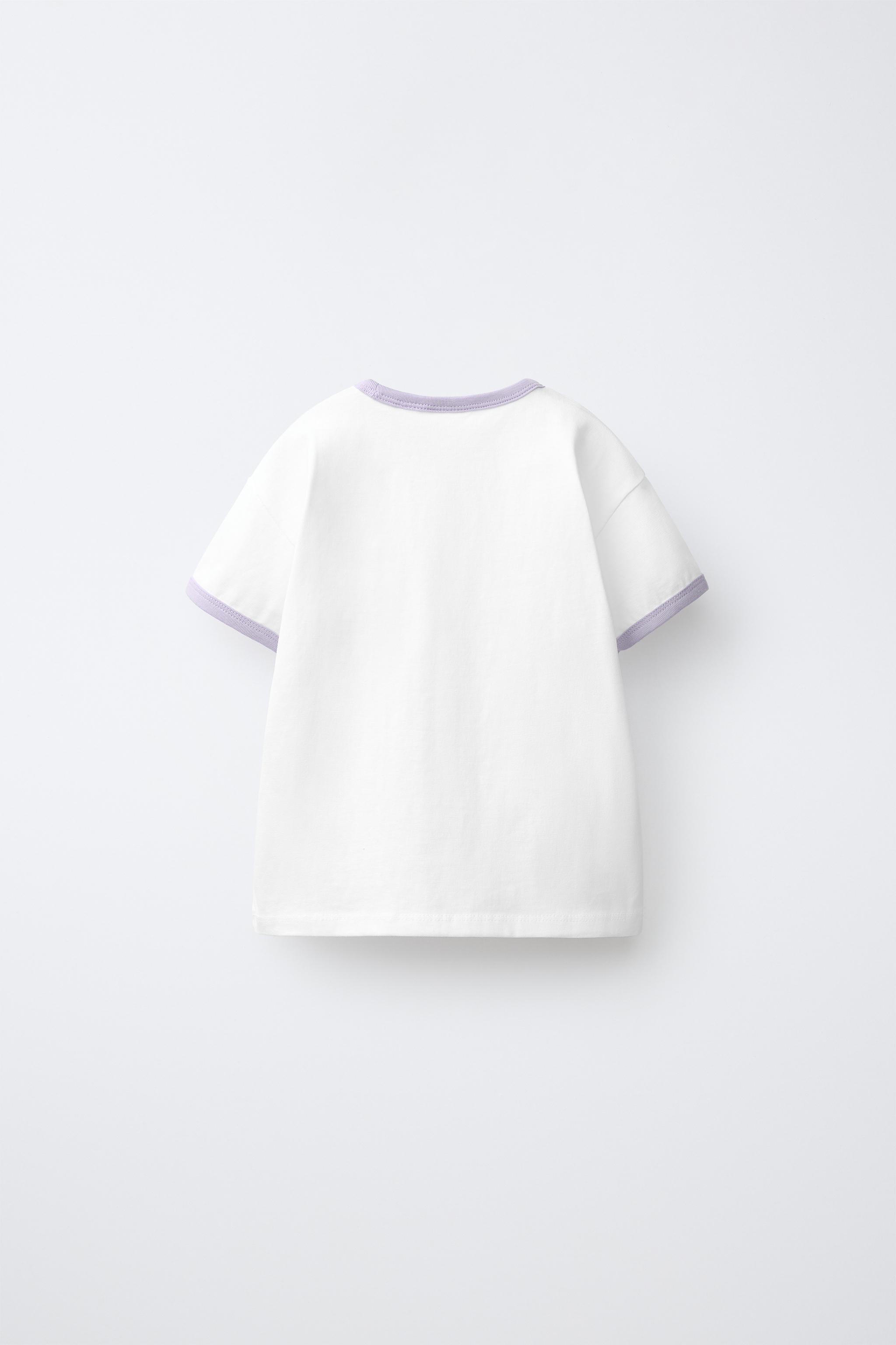Детские футболки Zara EMBROIDERED CONTRAST T-SHIRT — фото 2