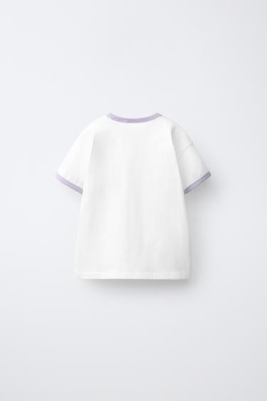 T-SHIRT BRODÉ EN CONTRASTE - Mauve clair de Zara - Image 1