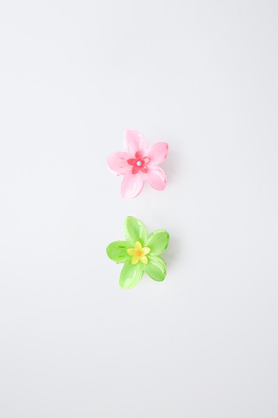 PAKKE MED TO HIBISCUS-BLOMSTERKLEMMER - rosa fra Zara - Billede 0