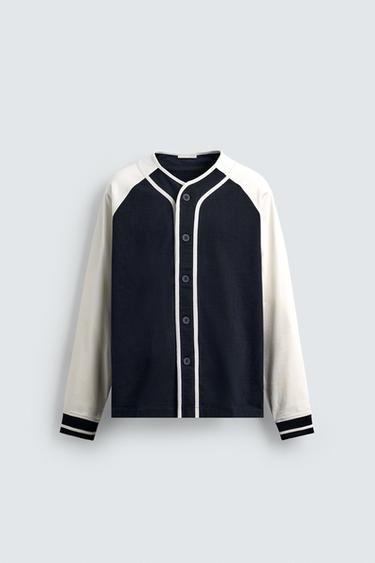 GILET COLOR BLOCK - Écru / Bleu marine de Zara