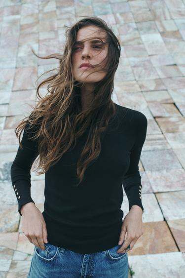 SUÉTER BÁSICO DE TRICÔ LISO - Preto da Zara - Imagem 0