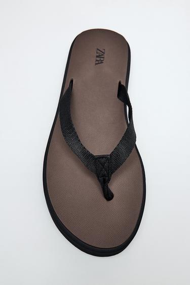 Zara COMBINATION FLAT SANDALS - Brown
