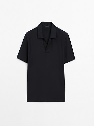 Polo botón oculto estructura - Marino de Zara