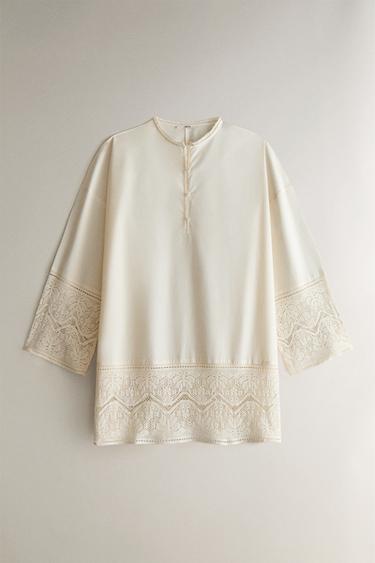 KORT NATKJOLE - råhvid fra Zara