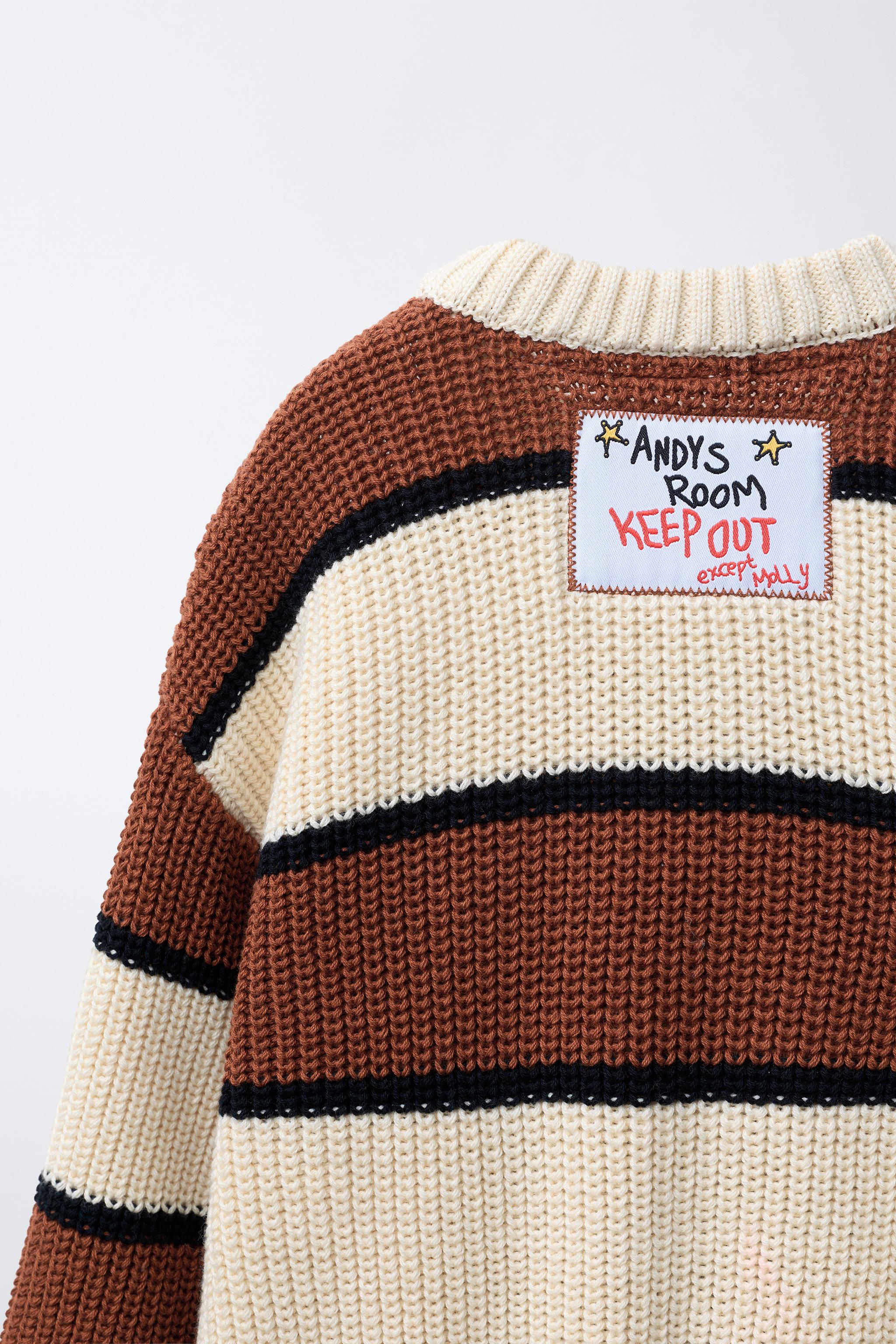 WOODY TOY STORY © DISNEY PIXAR STRIPED KNIT JUMPER - Ecru / Brown