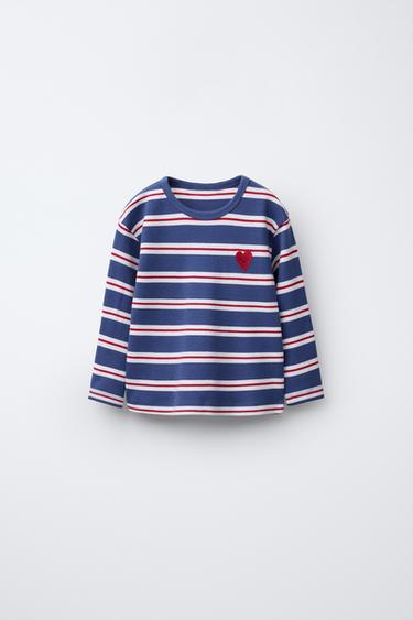 AGES 2-6/ STRIPED PYJAMAS WITH EMBROIDERED HEART - Blue by Zara - Image 1