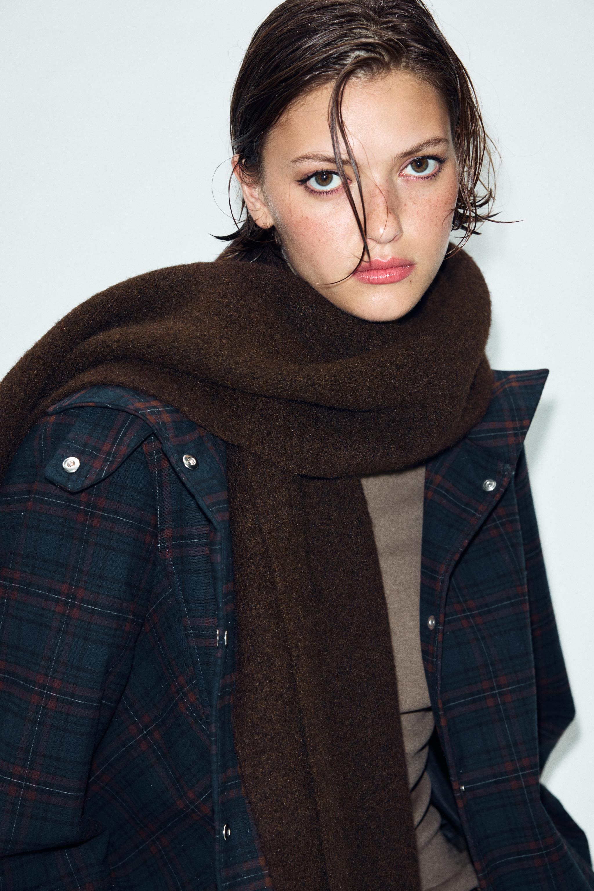 FRINGED KNIT WOOL SCARF - Bluish | ZARA South Africa