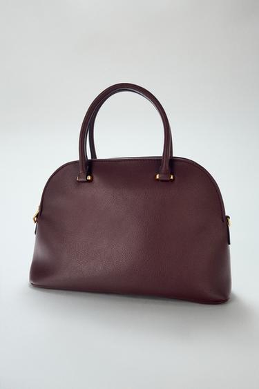 حقيبة CITY بمسكة مزدوجة - أحمر عنابي الخاص بـ Zara