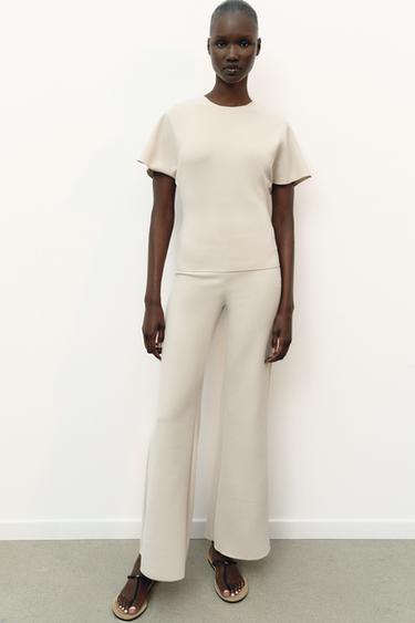 SHORT SLEEVE CUT-OUT TOP - Ecru by Zara