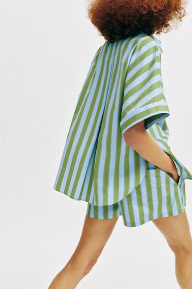 OVERSIZE STRIPED SHIRT - Green / Blue by Zara - Image 5