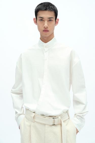 WIDE-LEG TROUSERS WITH BELT X FANGLU LIN - Ecru by Zara - Image 3