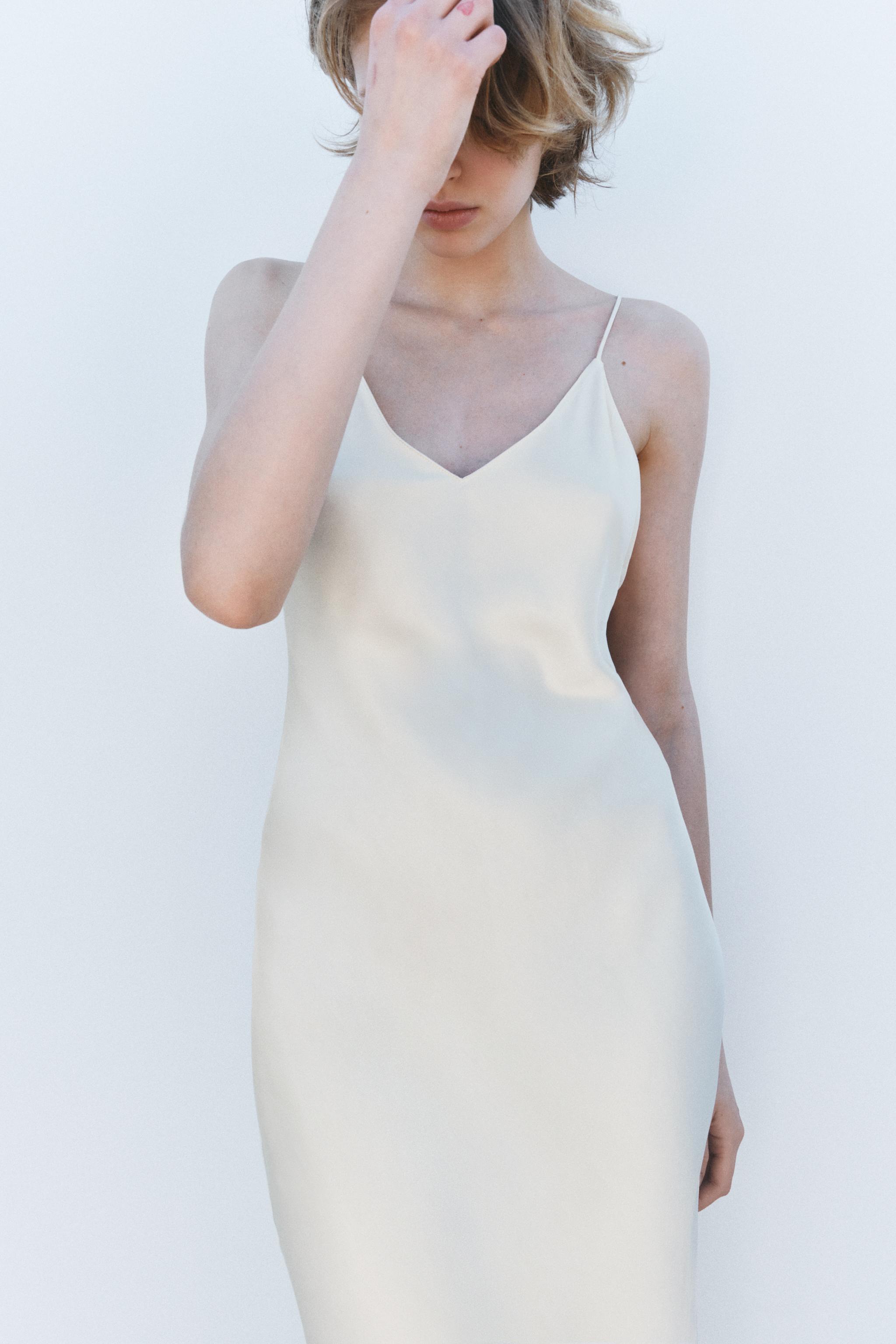 LIMITED EDITION SATIN MIDI DRESS - Oyster-white | ZARA