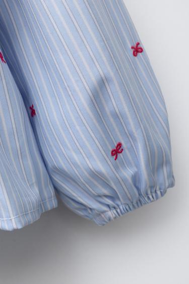 EMBROIDERED SHIRT WITH BOWS AND KNITTED WAISTCOAT - Ecru / Blue by Zara - Image 3
