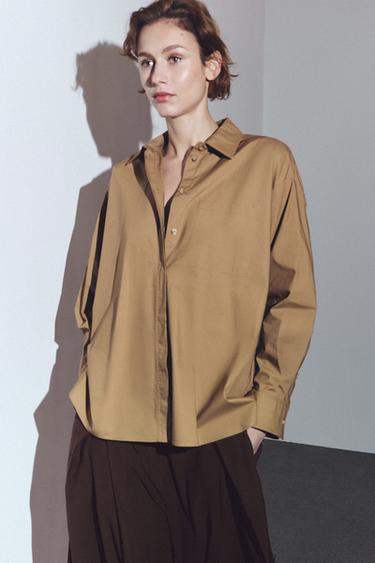 Zara ZW COLLECTION OVERSIZED SHIRT - Caramel
