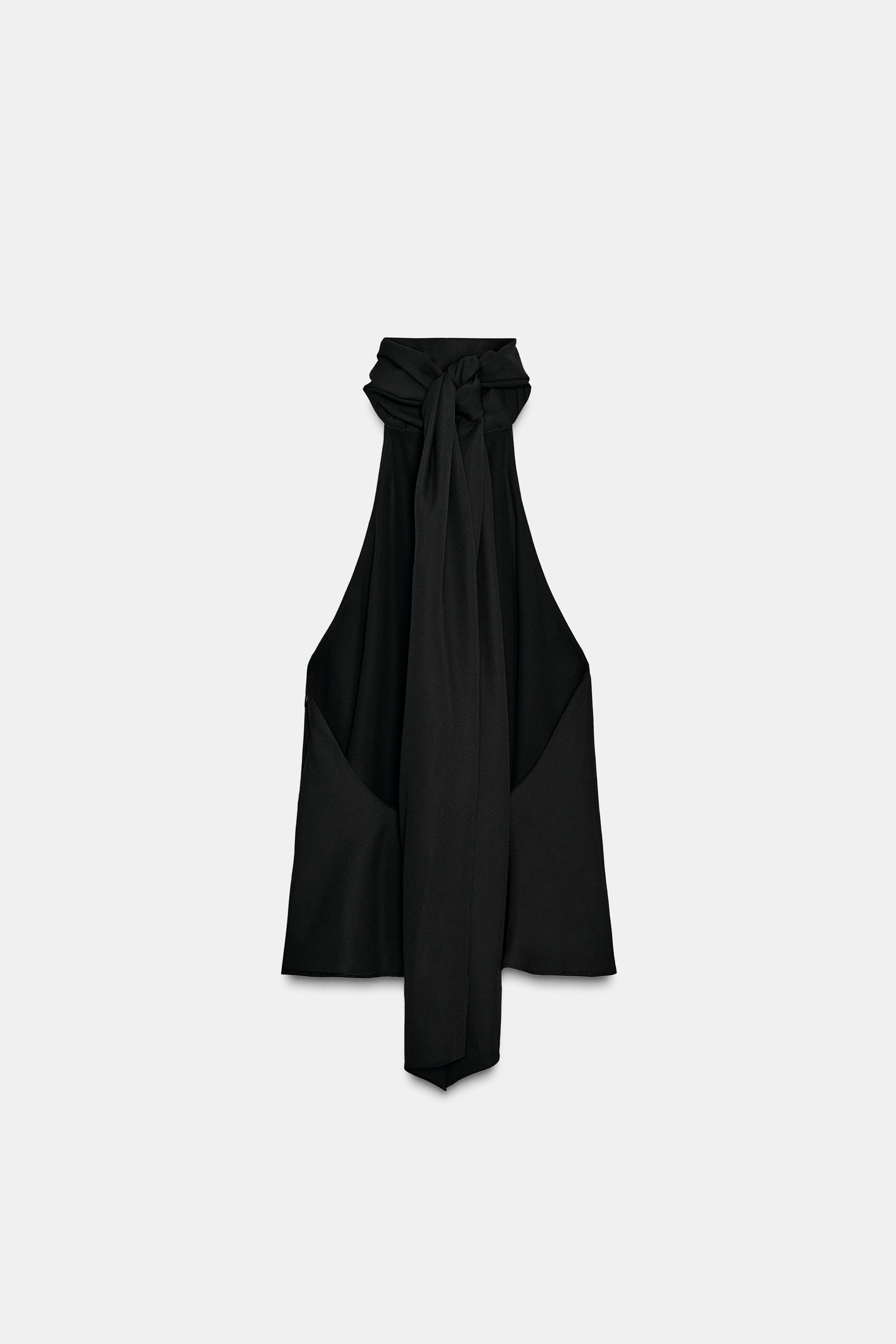 TOP HALTER COM LAÇO - Preto | ZARA Brasil