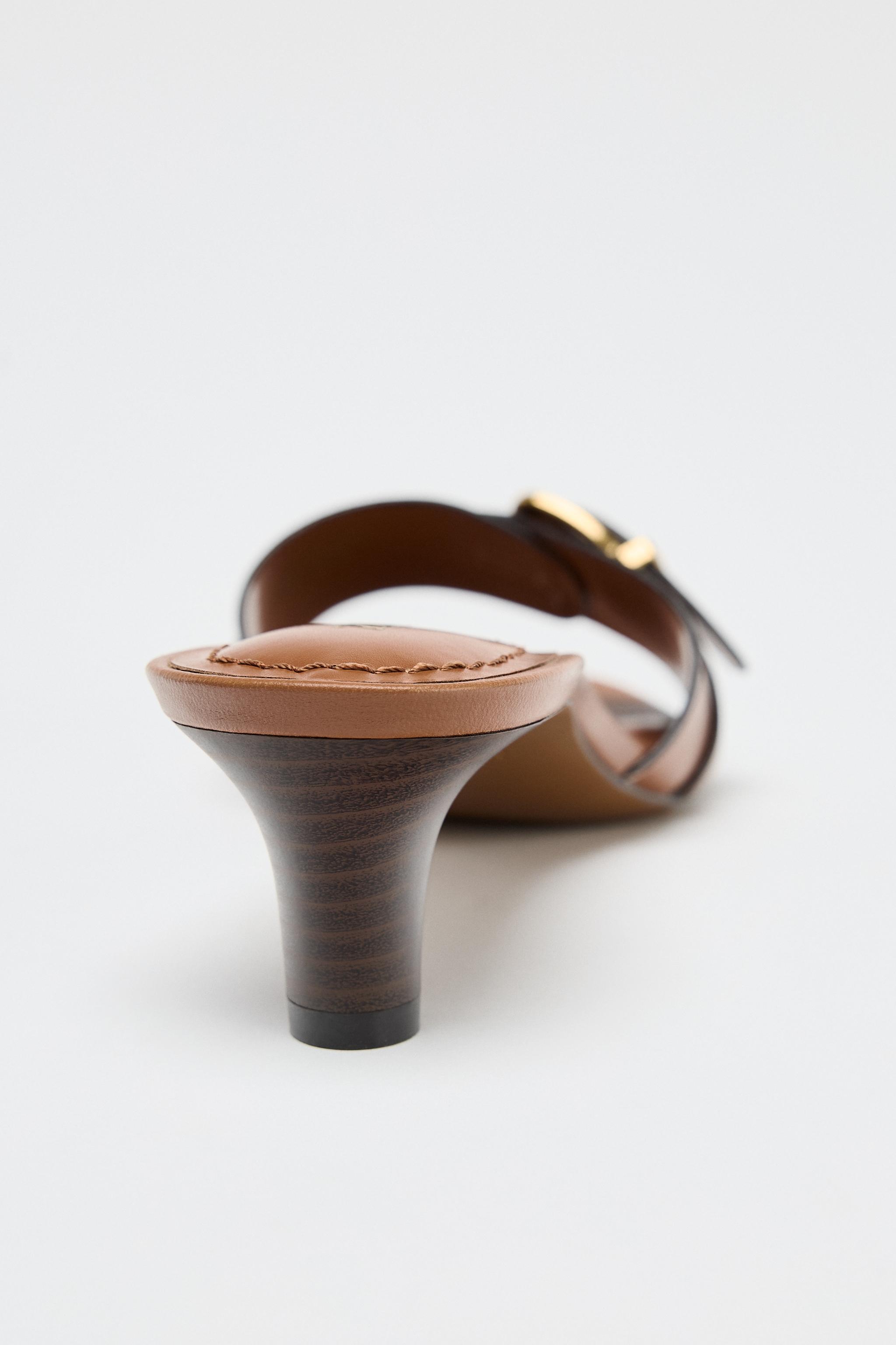 Sandalias Zara Embellished Heeled Mujer Marrones De Sandalias ZARA