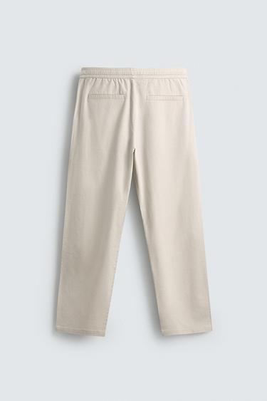 PANTALON DÉCONTRACTÉ EN MÉLANGE DE COTON - Gris perle de Zara - Image 6