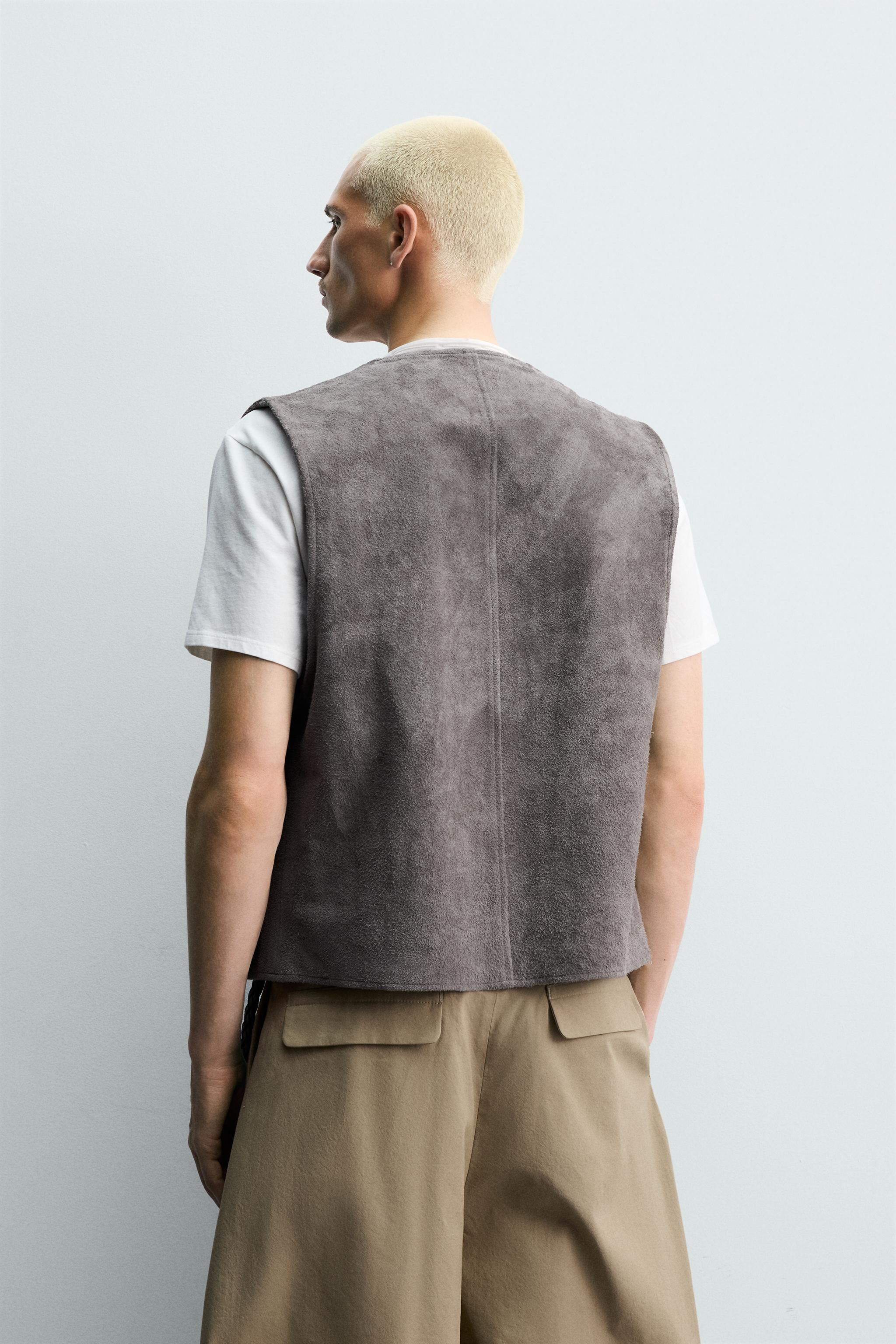 GILET COUPE DÉCONTRACTÉE EN DAIM