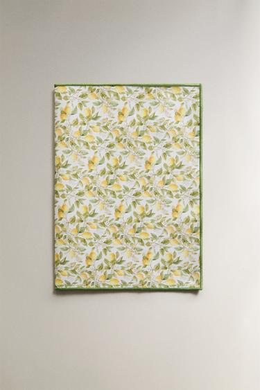 RESIN-COATED LEMON PRINT COTTON PLACEMAT - Greenish by Zara - Image 1