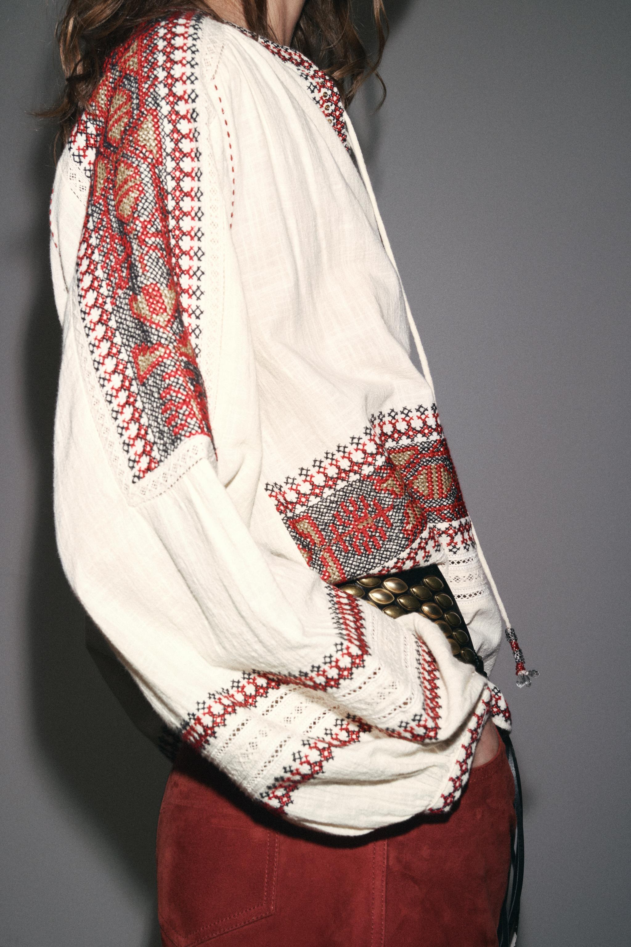 EMBROIDERED BLOUSE ZW COLLECTION - Multicolored | ZARA
