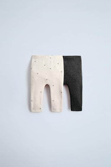 PACK OF 2 PRINTED LEGGINGS - Light beige by Zara