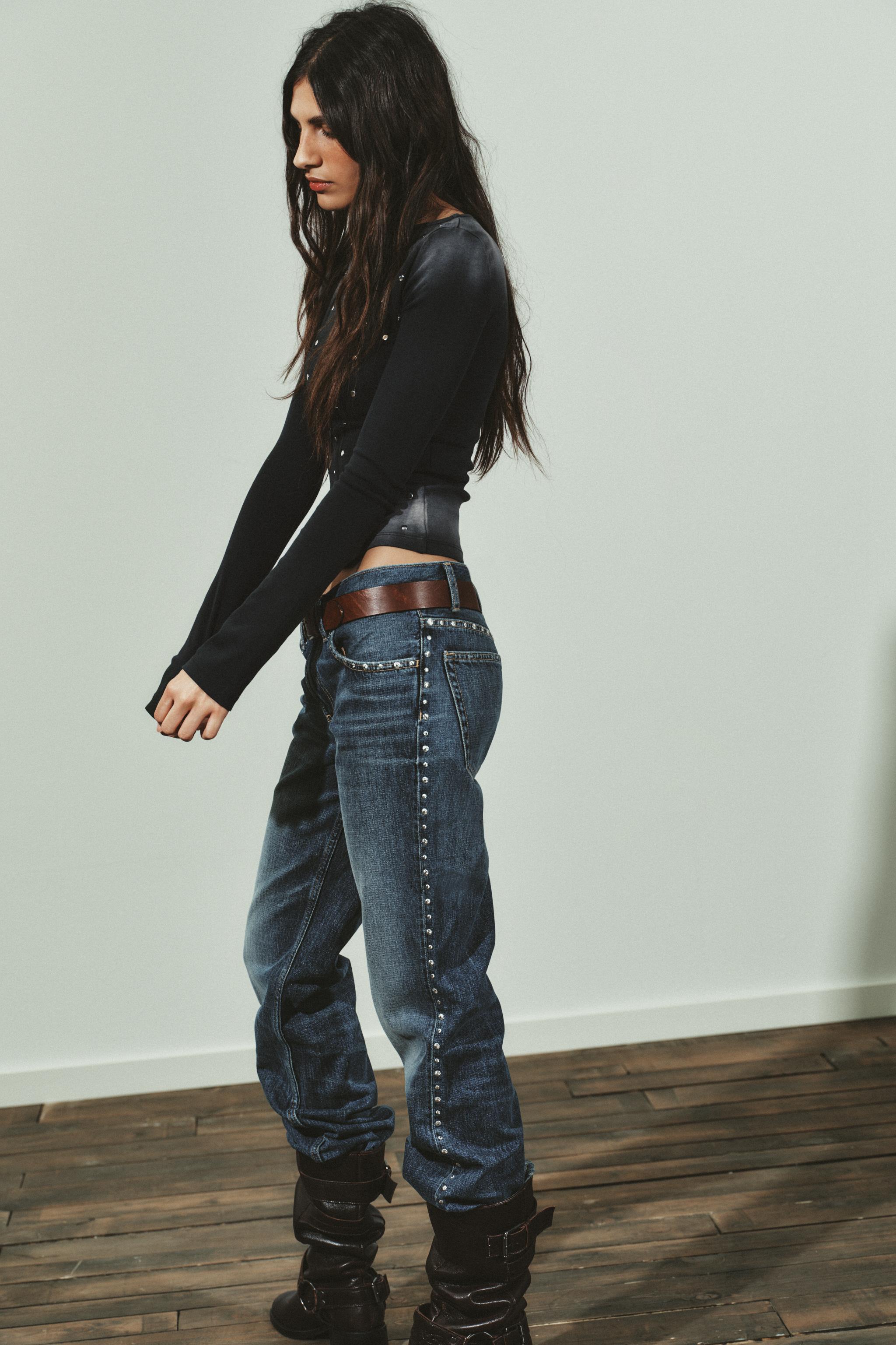 TOP COM TACHAS LAVADO - Cinza-antracito | ZARA Brasil