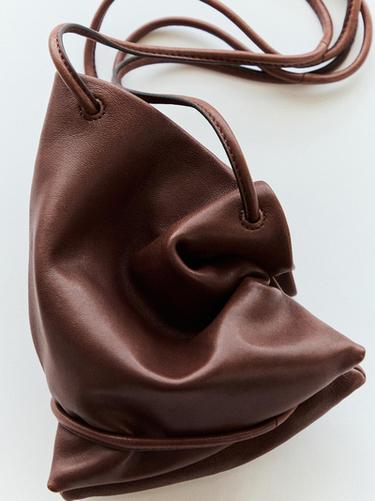 Zara Nappa leather crossbody bag - Brown