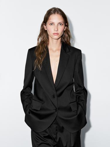 Zara 100% extra fine wool two-button blazer - Black