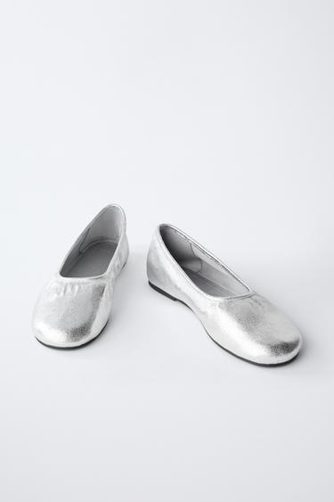 BALLERINES MÉTALLISÉES - Argent de Zara - Image 2