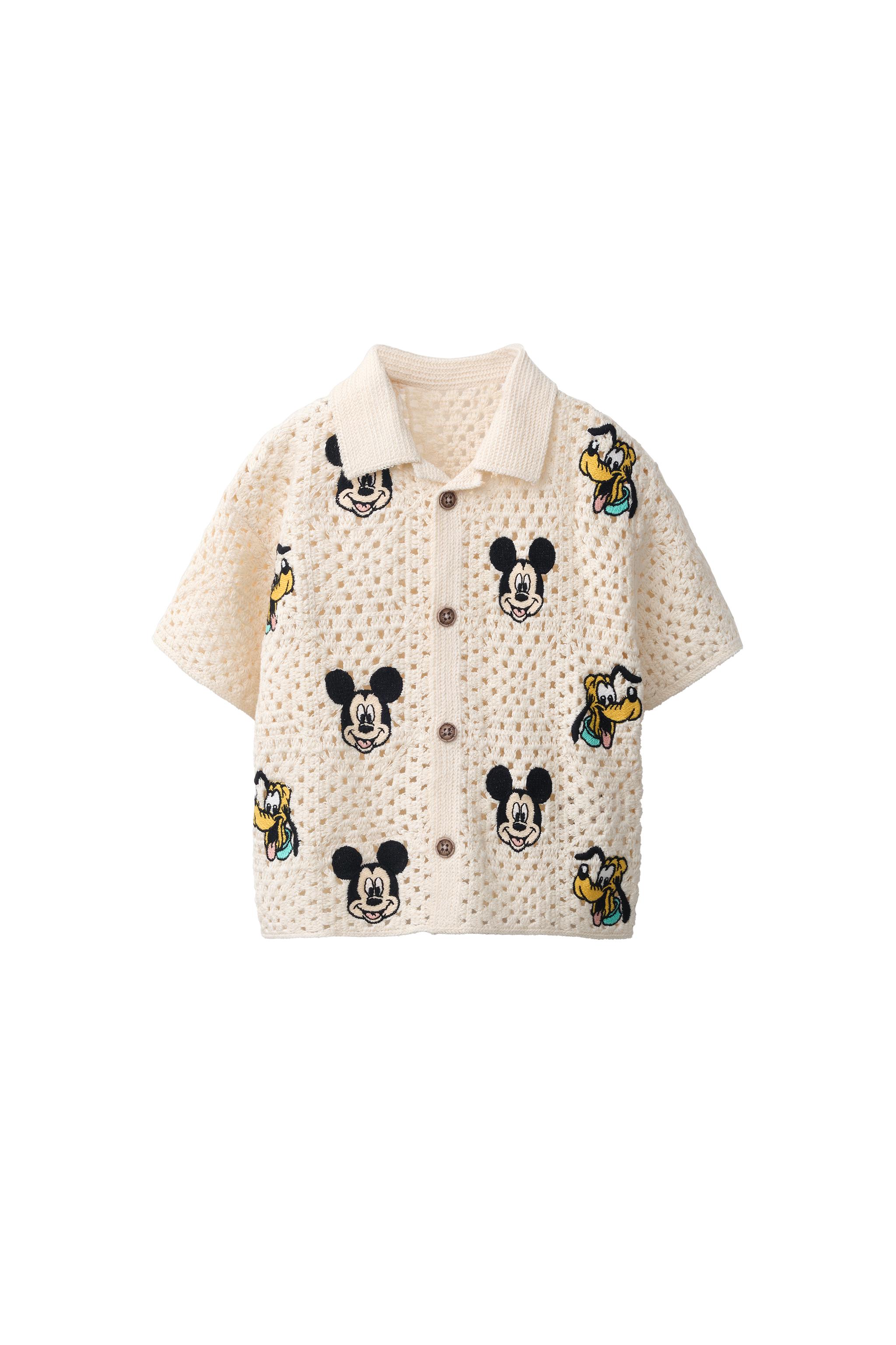 Miki MICKEY MOUSE & PLUTO © DISNEY CROCHET KNIT SHIRT - Ecru | ZARA