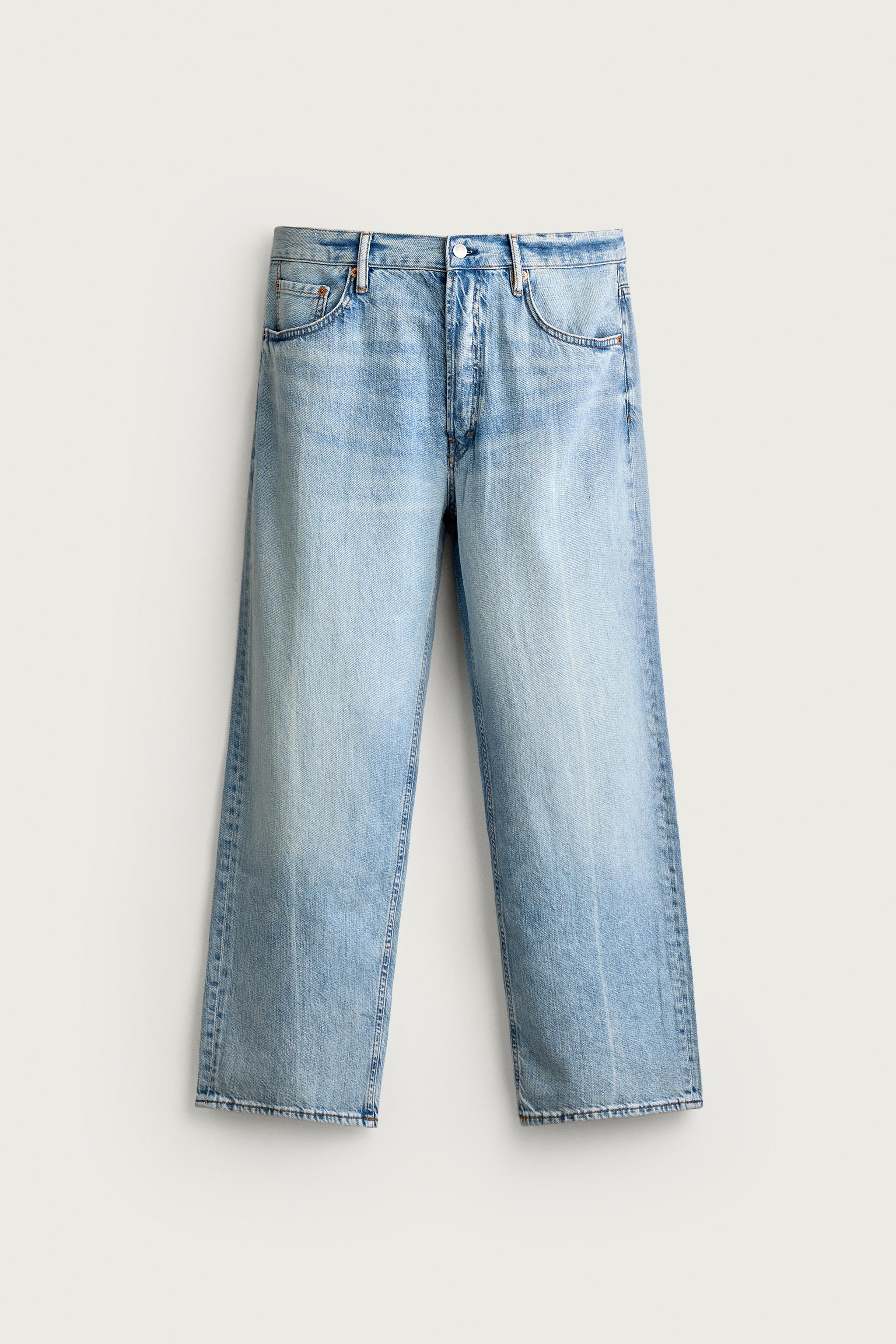 LIGHTWEIGHT REGULAR CROPPED FIT JEANS — Light blue