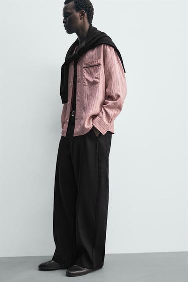 CHEMISE FLUIDE À RAYURES - Rose de Zara - Image 5