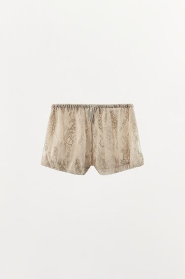 SHORT BOUFFANT EN DENTELLE - Écru de Zara - Image 12