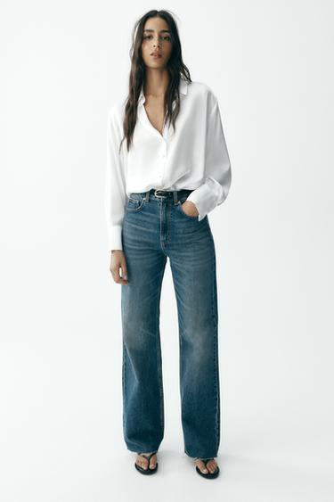 CAMISA SATINADA - Blanco de Zara - Imagen 0